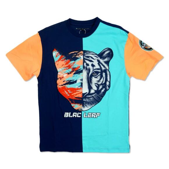 BLACK LEAF SPLIT TIGER SHIRT MENS SZ LARGE MULTI-COLOR - Picture 2 of 11